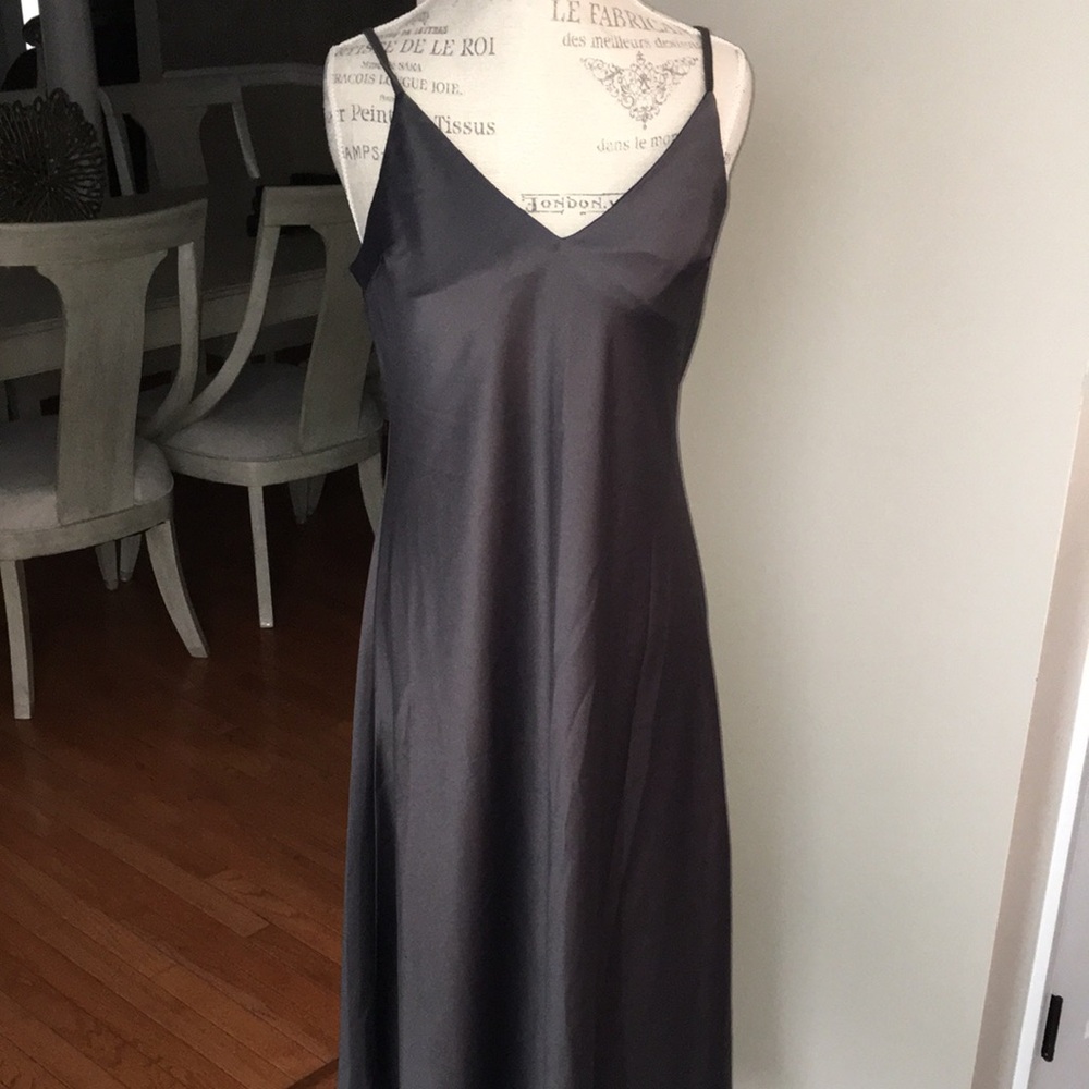 THEORY EUC TOP LINED CHARCOAL GRAY FLOWY A LINE FIT SLIP DRESS SZ MEDIUM